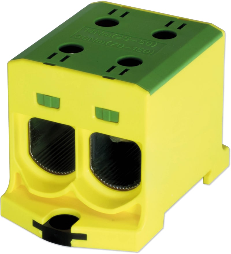 Terminal block 2X150 mm² yellow/green (BPZ-KC-2/150PE-ALU)