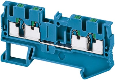 Schneider Electric NSYTRP24BL Linergy TR Push-In Feed-Through Terminal Block 2.5 mm² Blue 4-Position