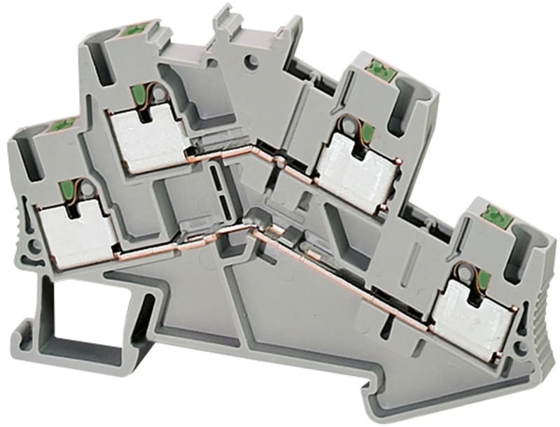 Schneider Electric NSYTRP24D Linergy TR Push-In Feed-Through 2-Level Terminal Block 2.5 mm² Grey 4-Position
