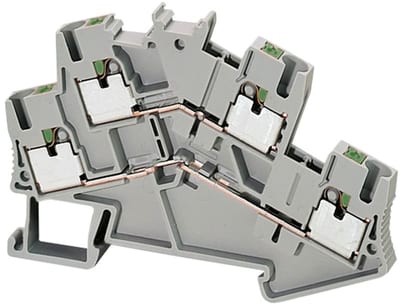 Schneider Electric NSYTRP24D Linergy TR Push-In Feed-Through 2-Level Terminal Block 2.5 mm² Grey 4-Position