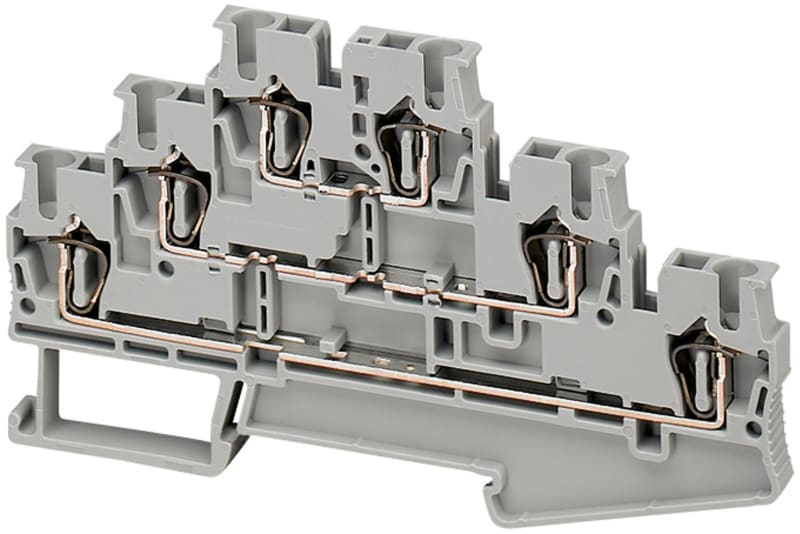 Schneider Electric Linergy TR 3-Level Spring Terminal Block 2.5 mm² Grey, 6-pos (NSYTRR26T)