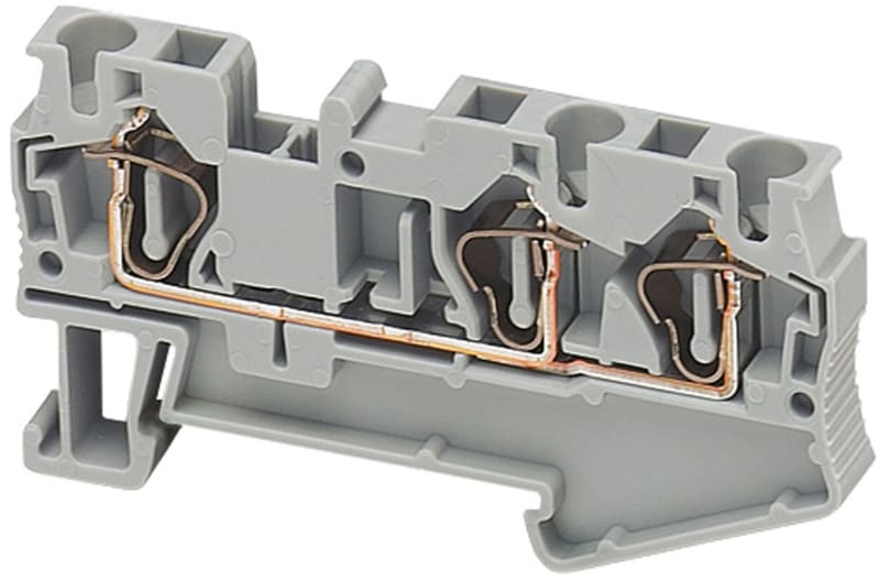 Terminal block, spring 4mm² grey 3P (NSYTRR43)