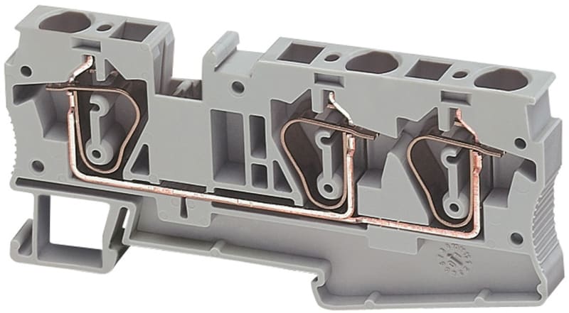 Terminal block, spring 6mm² grey 3P (NSYTRR63)