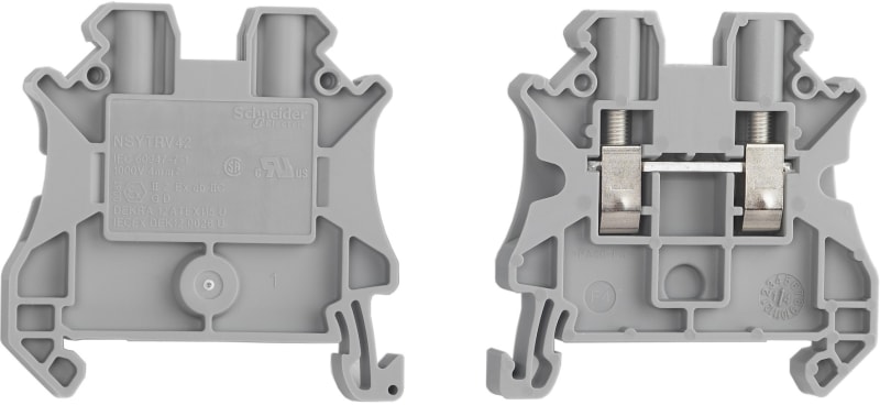 DIN-rail terminal 4mm² grey 2P (NSYTRV42)