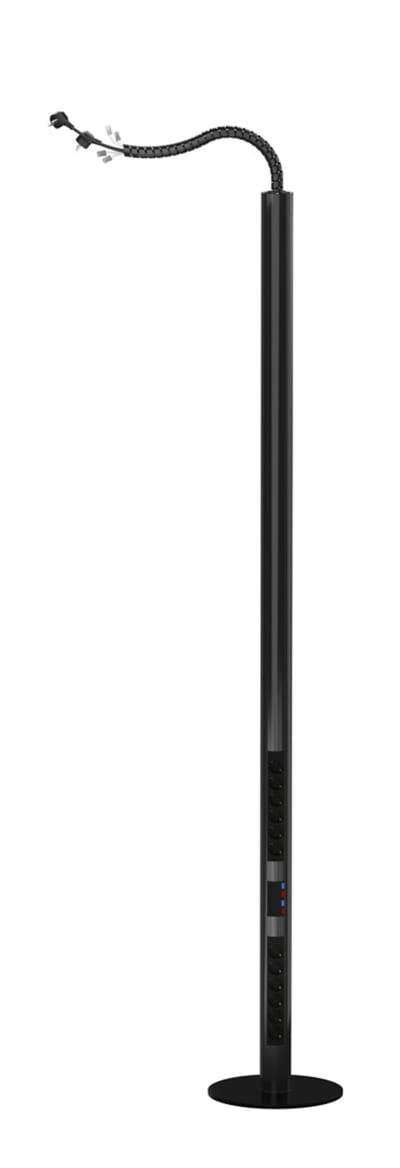 Utu PRP-G646B Portable Power Column, Black, 12 Sockets + 4 FTP Data