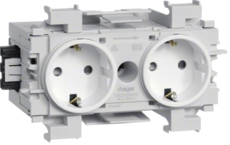Hager Systemer 2-Way Channel Socket Outlet White BRP (GS20019016)