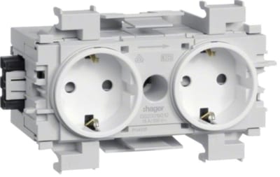 Hager Systemer 2-Way Channel Socket Outlet White BRP
