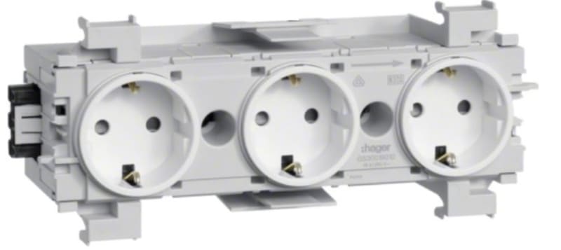 Hager Systemer 3-Way Channel Socket Outlet White BRP (GS30019016)