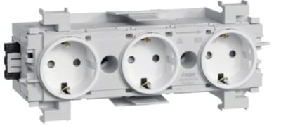 Hager Systemer 3-Way Channel Socket Outlet White BRP