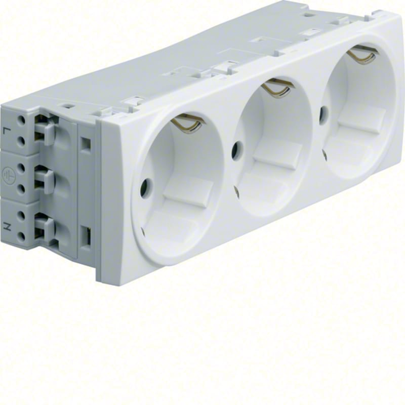 Hager Systemer WXF473B 3-Way Socket Gallery, White, 45x45