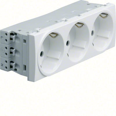 Hager Systemer WXF473B 3-Way Socket Gallery, White, 45x45