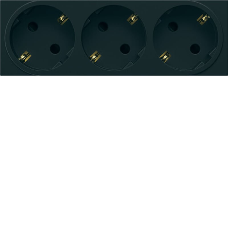 Utu 3-Way Socket Outlet 45x45 mm Black Gallery (WXF473N)