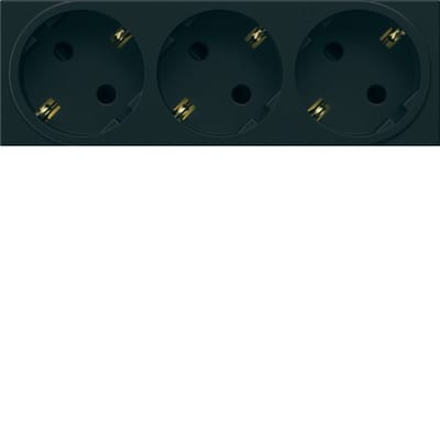 Utu 3-Way Socket Outlet 45x45 mm Black Gallery