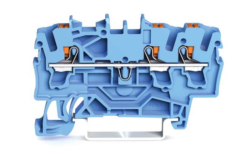 3-Conductor through terminal block, 2.5 mm², for DIN-rail 35 x 15 and 35 x 7.5 (2202-1304)