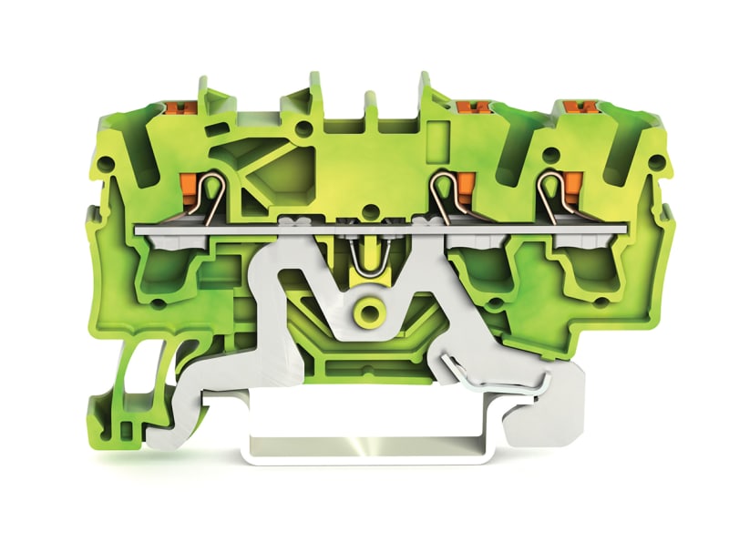3-Conductor ground terminal block, 2.5 mm², for DIN-rail 35 x 15 and 35 x 7.5 (2202-1307)