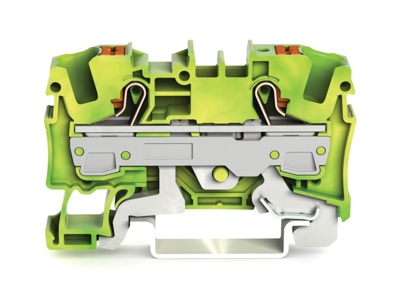2-Conductor ground terminal block, 6 mm², for DIN-rail 35 x 15 and 35 x 7.5 (2206-1207)