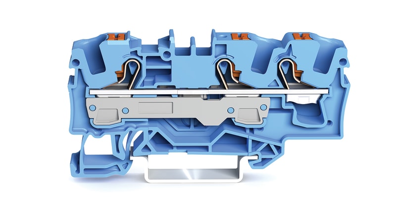 3-Conductor through terminal block, 6 mm², for DIN-rail 35 x 15 and 35 x 7.5 (2206-1304)