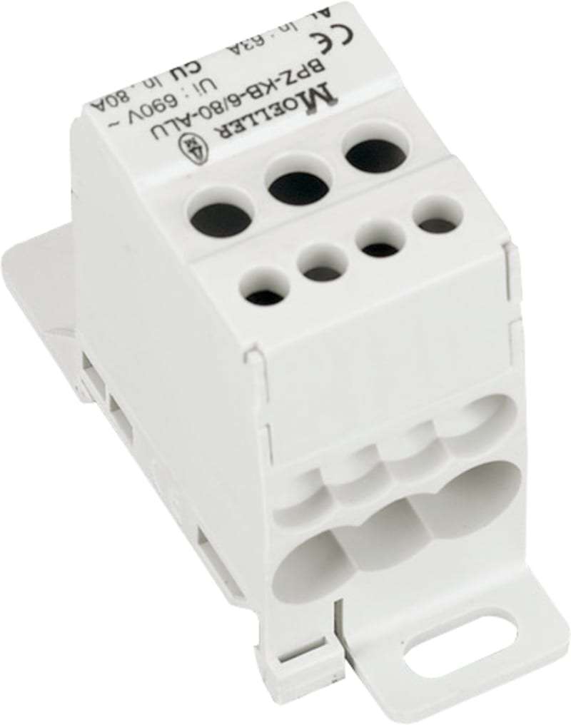 Terminal block 80 A single-pole 6 outgoing feeders (BPZ-KB-6/80-ALUMINIUM KO)