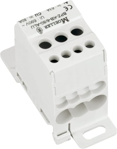 Terminal block 80 A single-pole 6 outgoing feeders (BPZ-KB-6/80-ALUMINIUM KO)