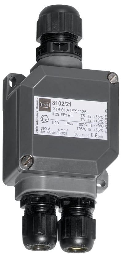 Junction Box 8102/21-4, 1× M25 2× M20 4 + earth