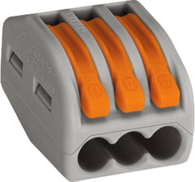 Splicing connector with levers, for all conductor types, max. 4 mm², 3-Conductor, 2,50 mm²