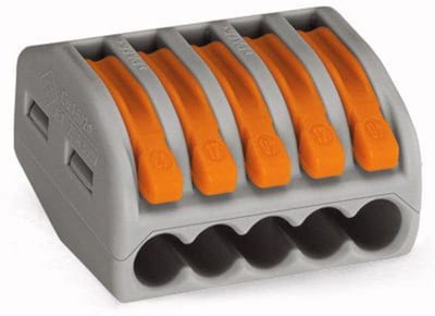 Splicing connector with levers, for all conductor types, max. 4 mm², 5-Conductor, 2,50 mm²