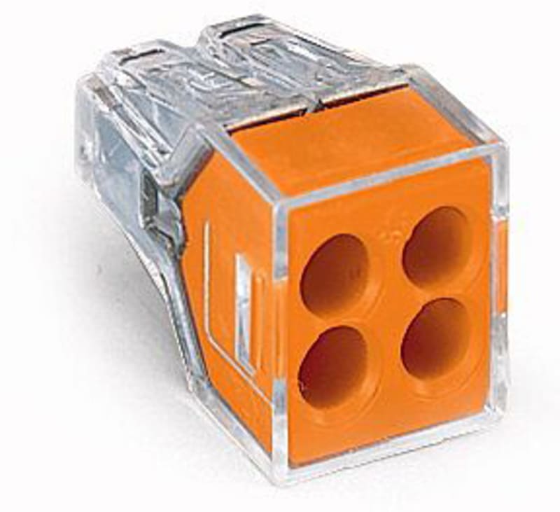 PUSH WIRE® connector for junction boxes, for solid and stranded conductors, max. 2.5 mm² (773-104)