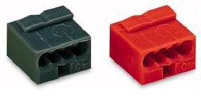 MICRO PUSH WIRE® connector for junction boxes, for solid conductors, max. 0.8 mm Ø, 4-Conductor