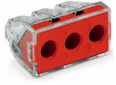 PUSH WIRE® connector for junction boxes, for solid and stranded conductors, max. 6 mm², 3-Conductor