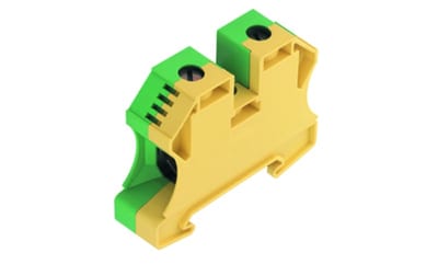 J.f.knudtzen PE terminal, Screw connection, 35 mm², 400 V, Number of connections: 2, Number of levels: 1, Green/yellow