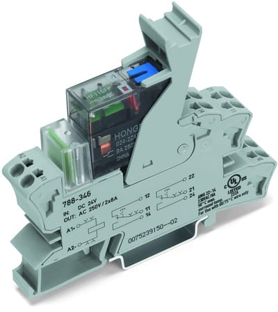 Relay module, Nominal input voltage: 24 VDC, 2 changeover contacts, Limiting continuous current: 8 A (788-346)