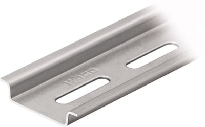 Steel carrier rail, 35 x 7.5 mm, 1 mm thick, 2 m long, according to EN 60715, "Hole width 25 mm