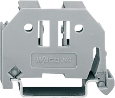 Screwless end stop; 10 mm wide; for DIN-rail 35 x 15 and 35 x 7.5; gray