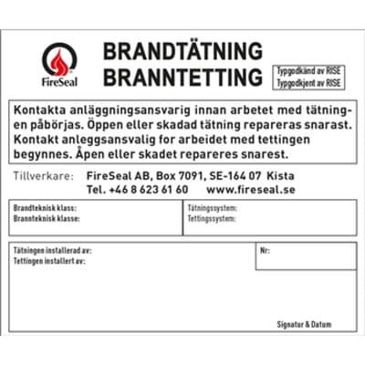 Fire Stopping Labels, 100 pcs