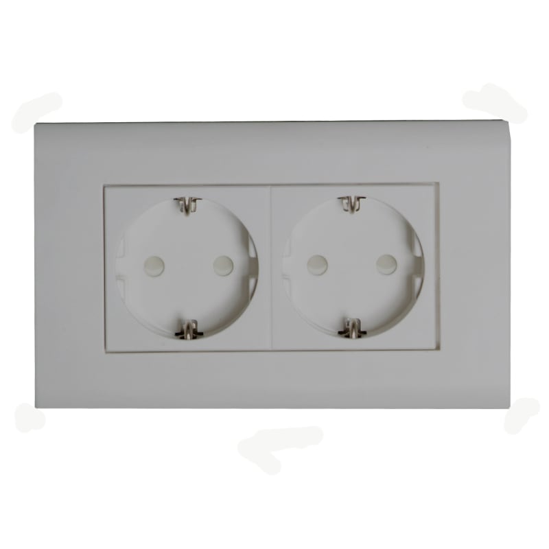 OBO Bettermann Signa 2-Way Socket Outlet with Frame Pure White (1284215)