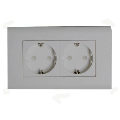 OBO Bettermann Signa 2-Way Socket Outlet with Frame Pure White