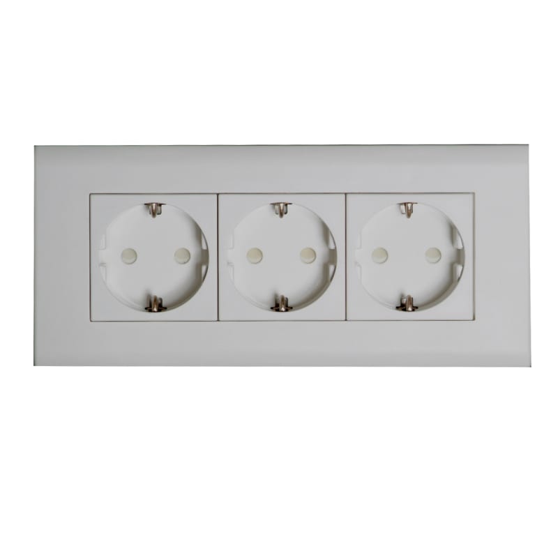 OBO Bettermann 1284216 Signa 3-way Socket Outlet with Frame Pure White RAL 9010
