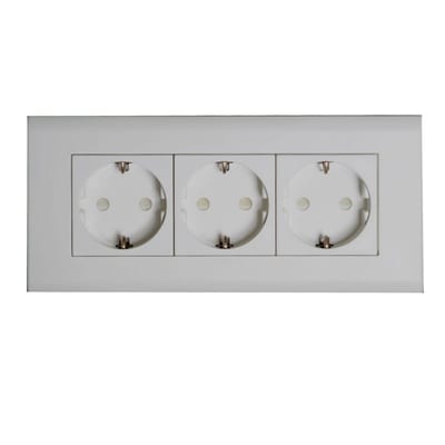 OBO Bettermann 1284216 Signa 3-way Socket Outlet with Frame Pure White RAL 9010