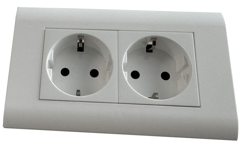 Maxeta 1286193 Universal Channel Double Socket, 2-Way with Earth, White