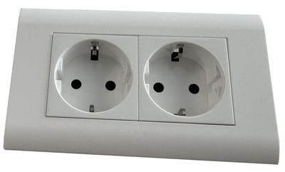 Maxeta 1286193 Universal Channel Double Socket, 2-Way with Earth, White
