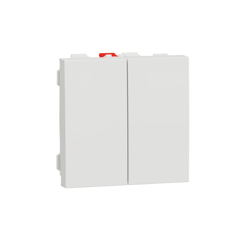 Schneider Electric 2 Switch, New Unica, 1-Pole 2-Way, 10AX, 2 modules, screwless terminals, untreated, IP4X, white NU321318