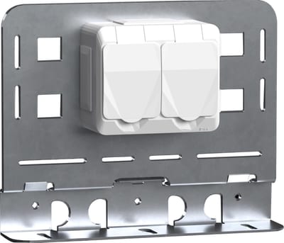 Socket outlet 2-V IP44 + Plate W24/40 FZS