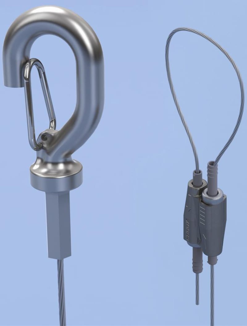 nVent CADDY SLK2L3 Tool-free 2mm Wire Rope Hanger Kit with Hook End-Fitting - 9.9' Long - 100LB