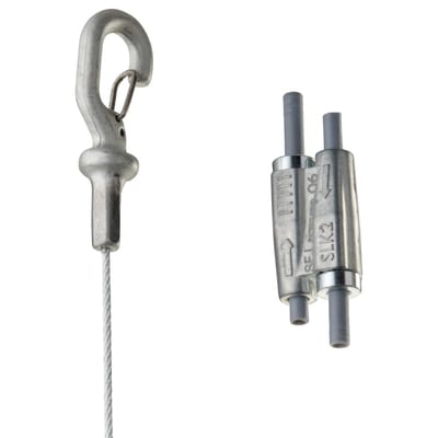 nVent CADDY SLK15L2 Tool-free 1.5mm Wire Rope Hanger Kit with Hook End-Fitting - 6.6' Long - 44LB