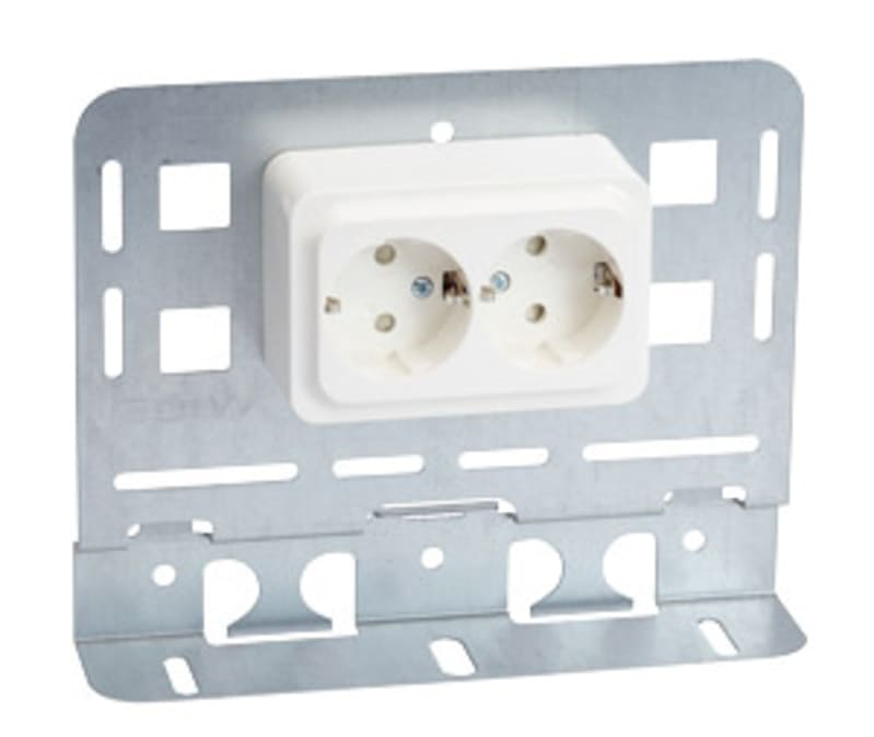 Mounting plate m Double socket W24 Fzs White (734228)