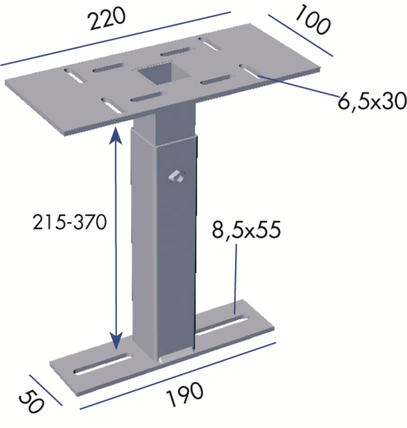 Wibe Group Defem B33 Adjustable Support 215-370 mm, Electro-Galvanised (1149135)
