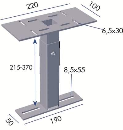 Wibe Group Defem B33 Adjustable Support 215-370 mm, Electro-Galvanised