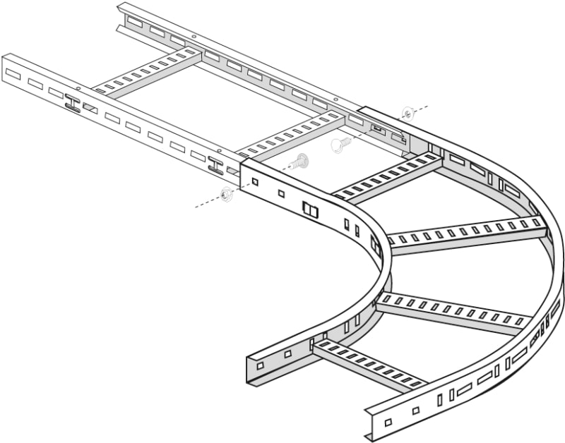 Øglænd System LOE55 Flat Elbow 90°, 300 mm, R300, Pre-Galvanised