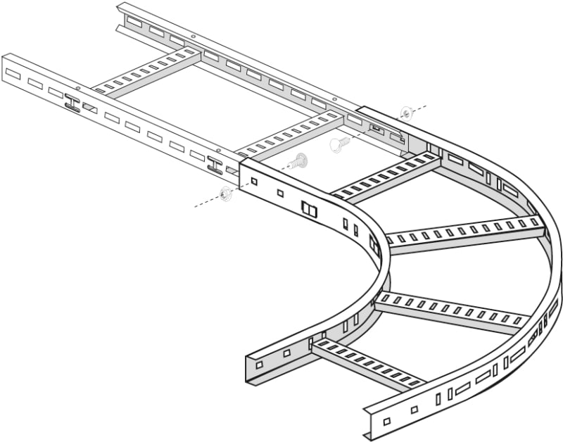 Øglænd System LOE55 Flat Elbow 90°, 600 mm, R300, Hot-Dip Galvanised