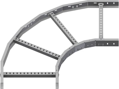 Øglænd System LOE75 Flat Elbow 90°, 500 mm, R300, Hot-Dip Galvanised